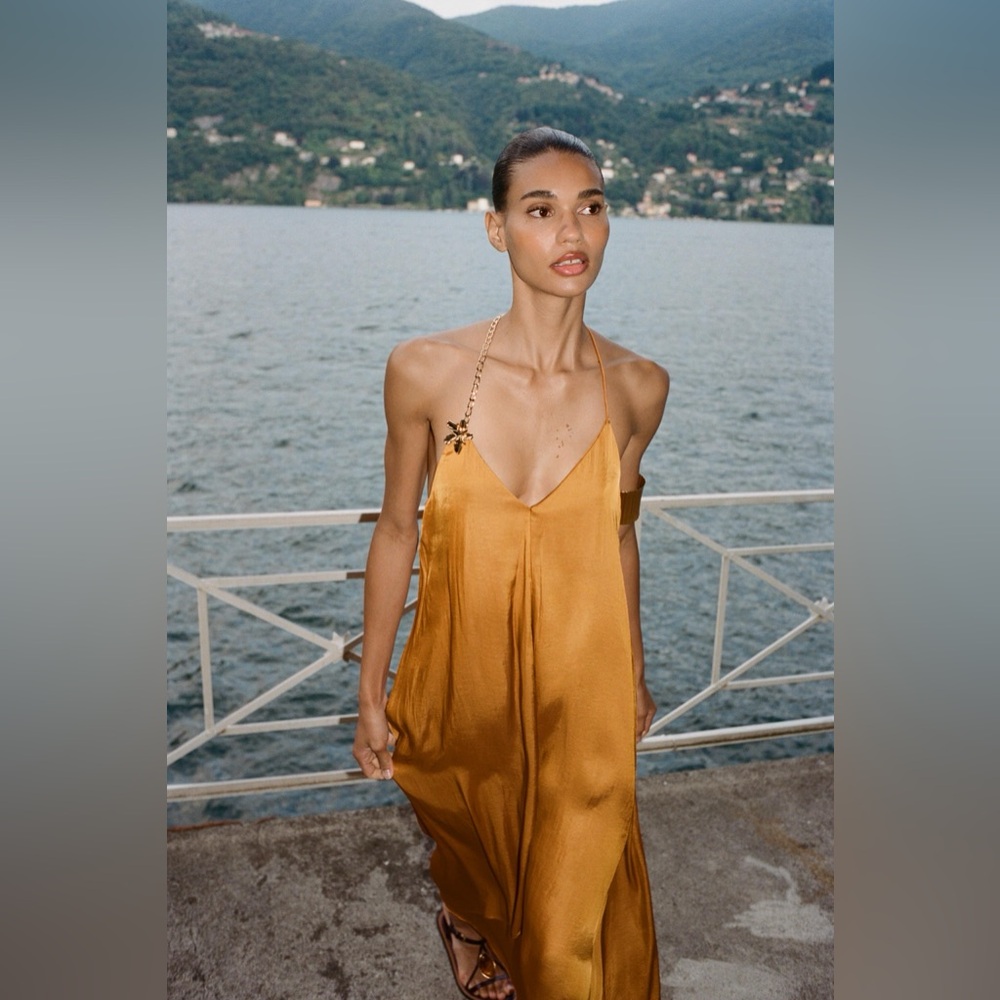 SATIN MIDI DRESS WITH DETAIL - Oranges | ZARA
Brand: Zara